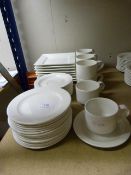 Mixed Lot of White China Teacups, Saucers, and Sid
