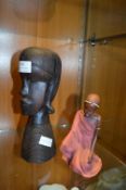 African Ornaments, Wooden Carving and a Figurine -
