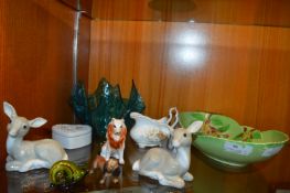 Assortment of Glassware, Pottery Ornaments, etc.