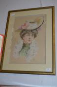 Gilt Framed Embroidery - Edwardian Lady