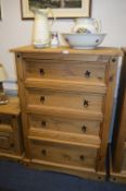 Pine Four Drawer Chest with Metal Handles