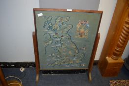 Oak Framed Embroidery of The British Isles Firescreen