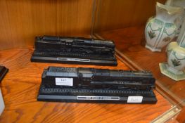 Two Black Model Steam Trains