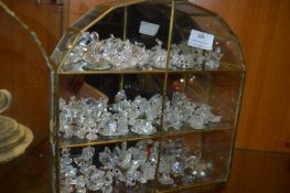 Mirror Backed Glass Cabinet Containing ~50 Crystal