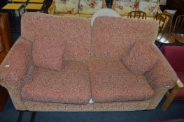 Floral Red Upholstered Two Seat Sofa