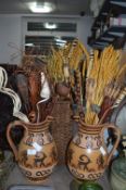 Dried Flower Arrangements, Basket and Ethnic Jugs