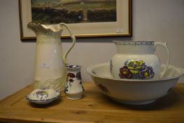 Older Pottery Wash Bowl, Basin, Jugs, etc.