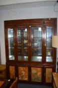 Eastern Style Mirror Backed Wall Unit with Bamboo