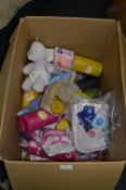 *Box of Assorted Baby Items; Mugs, Bibs, Mittens,
