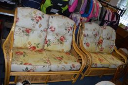 Pair of Bamboo Conservatory Style Two Seat Sofas