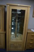 Mirrored Back Corner Unit in Light Oak Finish