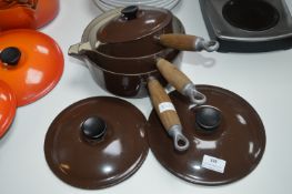 Three Le Creuset Enamelled Saucepans (Brown)