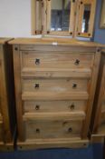 Pine Four Drawer Chest with Metal Handles