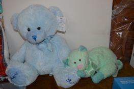 *Blue Dandelion Blue Teddy Bear and Green TY Cat