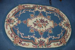 Oval Blue Floral Rug ~5ft x 3ft