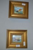 Pair of Gilt Framed Porcelain Plaques - Shipping S