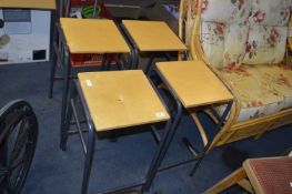 Four Metal Framed Beech Topped Retro Kitchen Stool