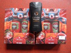 *Two Old Spice Gift Boxes and a Bottle of Lynx Bod