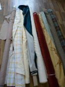 Ten Rolls of Assorted Fabrics (Widths ~4ft, Variou