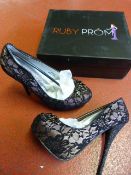 *Six Pairs of Ruby Prom Paula Black Prom Shoes (Mi