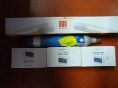 Three Digital Clocks, Shaver Light, and a Soda Str