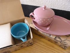 *Pink and a Blue Soup Bowl Set