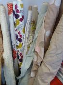 Ten Rolls of Assorted Fabrics (Widths ~4ft, Variou