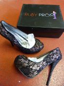 *Six Pairs of Ruby Prom Paula Black Prom Shoes (Mi
