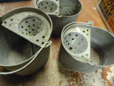 Three Galvanised Mop Buckets