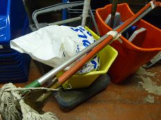 Two Commercial Mop Buckets with Mops