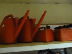 Two 5L Plastic Petrol Cans, and Two 9L Watering Ca