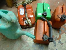 Four 5L Petrol Cans and a watering Can