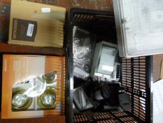 Box of Spotlights and Recessed Eyeball Lights, etc