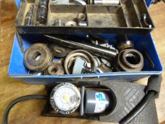 Small Toolbox with Contents and a Foot Pump