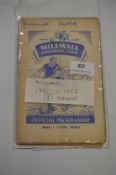 Nine Millwall Programmes from 1950 to 1955