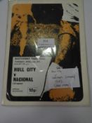 Hull City vs Nacional (Uruguay) at Boothferry Park 1972 Programme