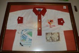 Framed Toffs Shirt Embroidered F.A. Cup Final 1947 with Programme and Photograph