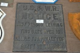 Cast Iron GS & WR Notice