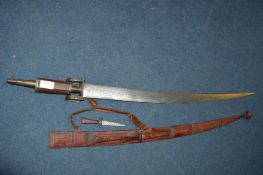 African Sword in Ornate Leather Sheath