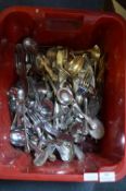 Large Tub of Silver Plated Cutlery etc.