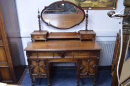 Victorian Dark Oak Jacobean Style Dressing Table