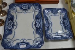 Two Flow Blue Meat Dishes by Douglas of Berslam