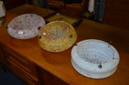 Three 1930's Glass Ceiling Lights