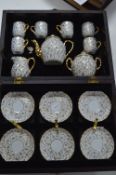 Boxed Victorian Miniature Porcelain Tea Set with Gilt Decoration