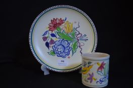 Two Pieces of Poole Pottery; Plate and a Beaker