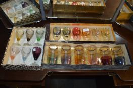 Three Boxes of Coloured Wine Glasses and Tumblers