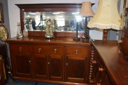 Victorian Mahogany Sideboard with Mirror Back and Inlaid Panels