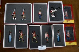 Ten Boxes of Britains Diecast Soldiers; Red Coats, Blue Coats, Zulus, Grenadier Officers, etc.