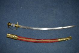 Eastern Style Ornamental Sword with Red Velvet Covered Scabbard