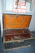 Victorian Pine Joiners Trunk with Tools and Mahogany Lined Boxes